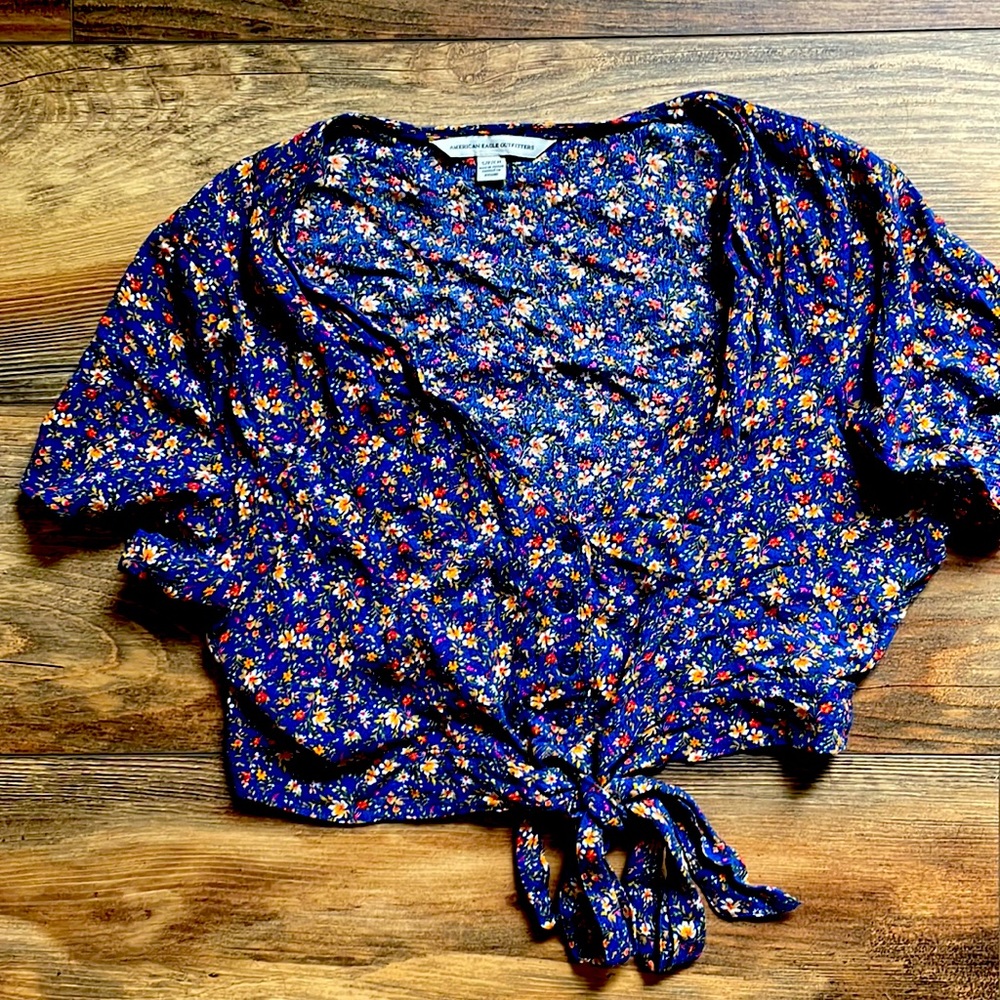 Floral button up with tie crop top